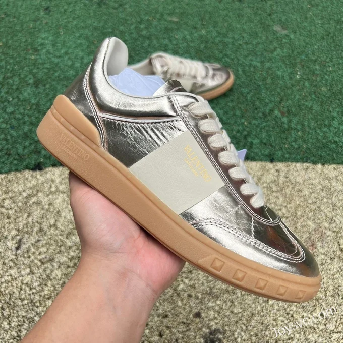 Valentino UPVILLAGE Leather Sneakers in Liquid Gold