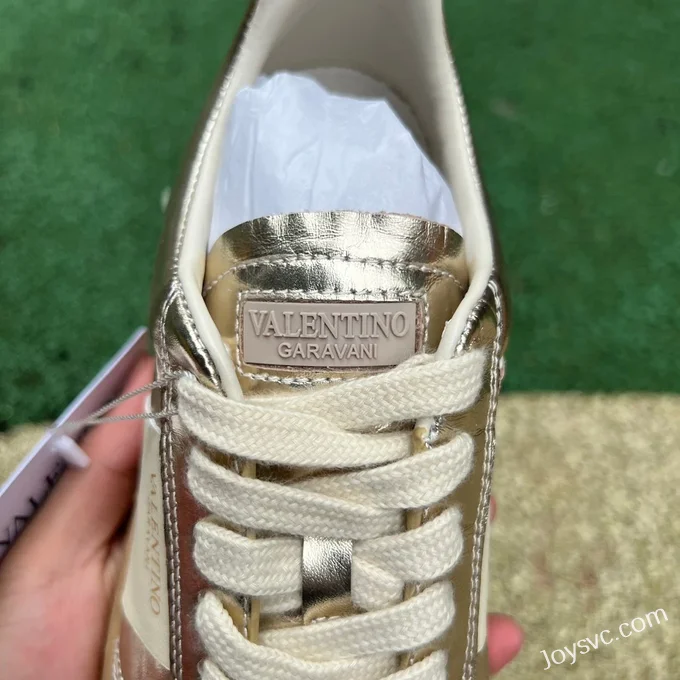 Valentino UPVILLAGE Leather Sneakers in Liquid Gold