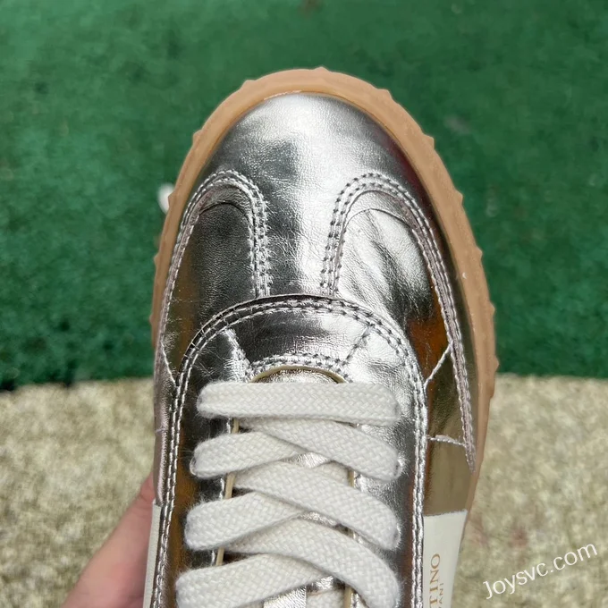 Valentino UPVILLAGE Leather Sneakers in Liquid Gold