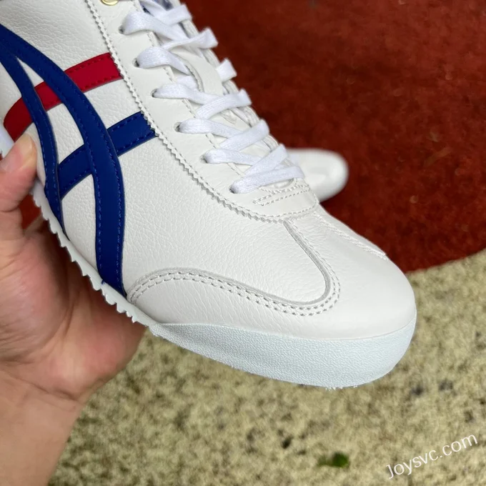 Onitsuka Tiger Mexico 66 Low-Top Sneakers in White Blue & Red