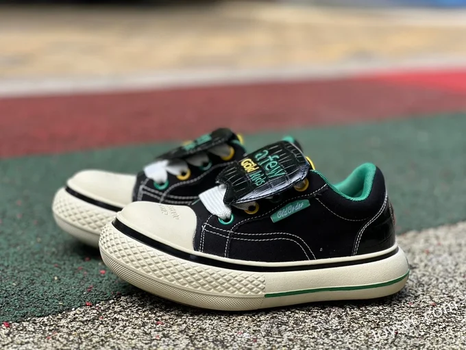 Disney x OLD ORDER Mickey Mouse Low-Top Canvas Shoes Black Green Yellow