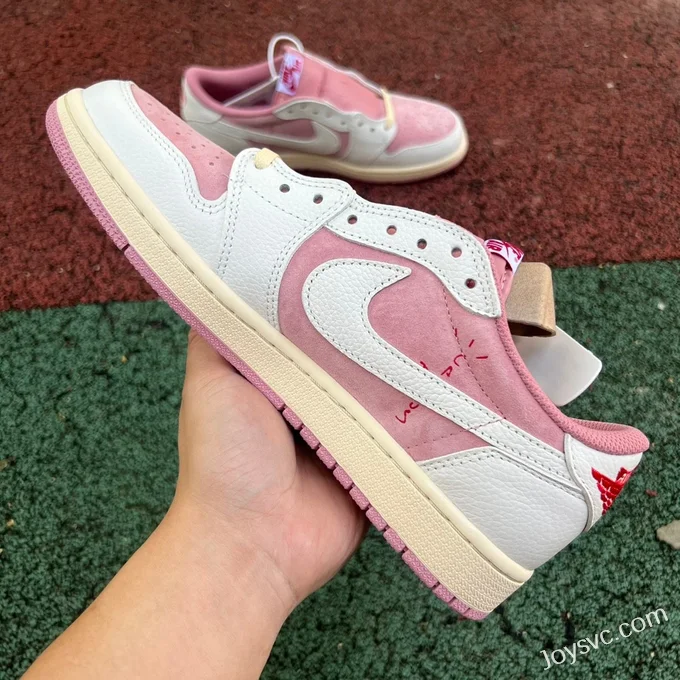 Travis Scott x Air Jordan 1 Low DM7886-600 White Pink Reverse Swoosh