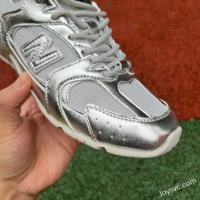 NB 530MIU Liquid Metal Silver New Balance x MIU MIU 530 Retro Running Shoes