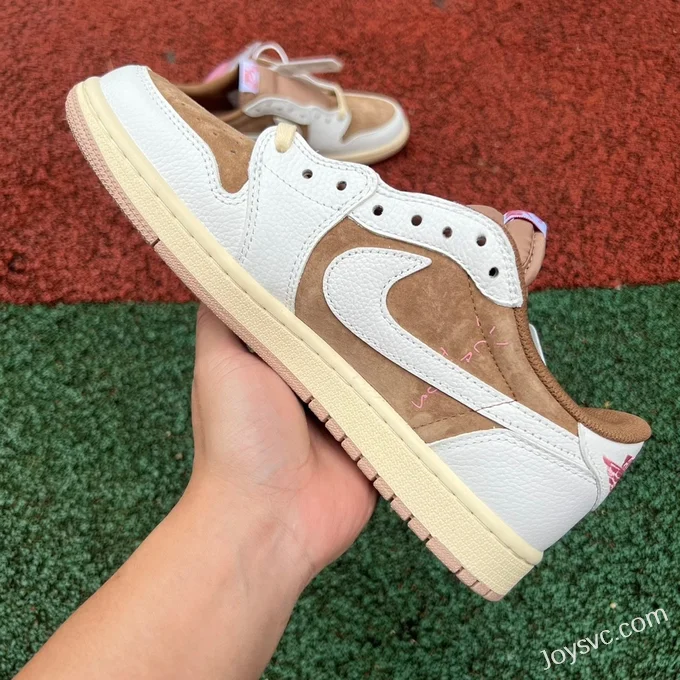 Travis Scott x Air Jordan 1 Low DM7886-106 White Brown Pink Reverse Swoosh