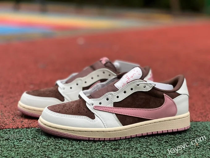 Travis Scott x Air Jordan 1 Low DZ4137-206 White Wine Red Pink Reverse Swoosh