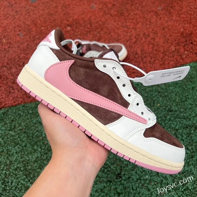 Travis Scott x Air Jordan 1 Low DZ4137-206 White Wine Red Pink Reverse Swoosh