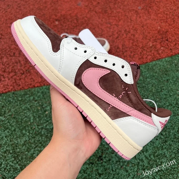 Travis Scott x Air Jordan 1 Low DZ4137-206 White Wine Red Pink Reverse Swoosh