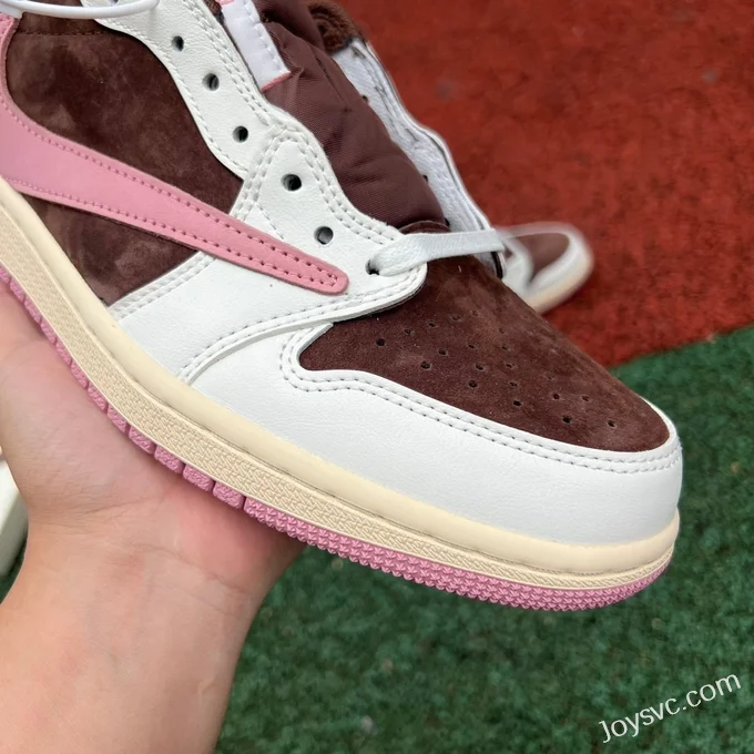 Travis Scott x Air Jordan 1 Low DZ4137-206 White Wine Red Pink Reverse Swoosh