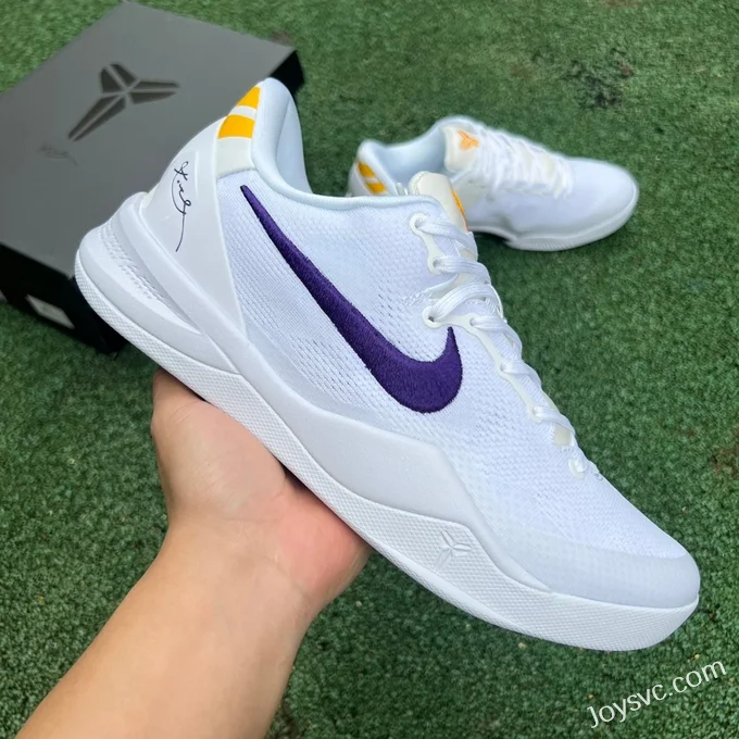 Nike Kobe 8 Protro Lakers Home - White Purple Basketball Shoes