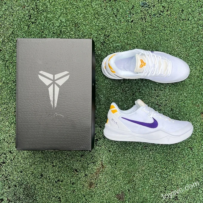 Nike Kobe 8 Protro Lakers Home - White Purple Basketball Shoes