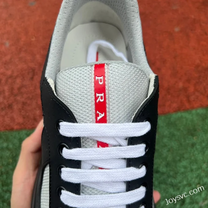 PRADA Black White Patent Leather Low Top Casual Sneakers