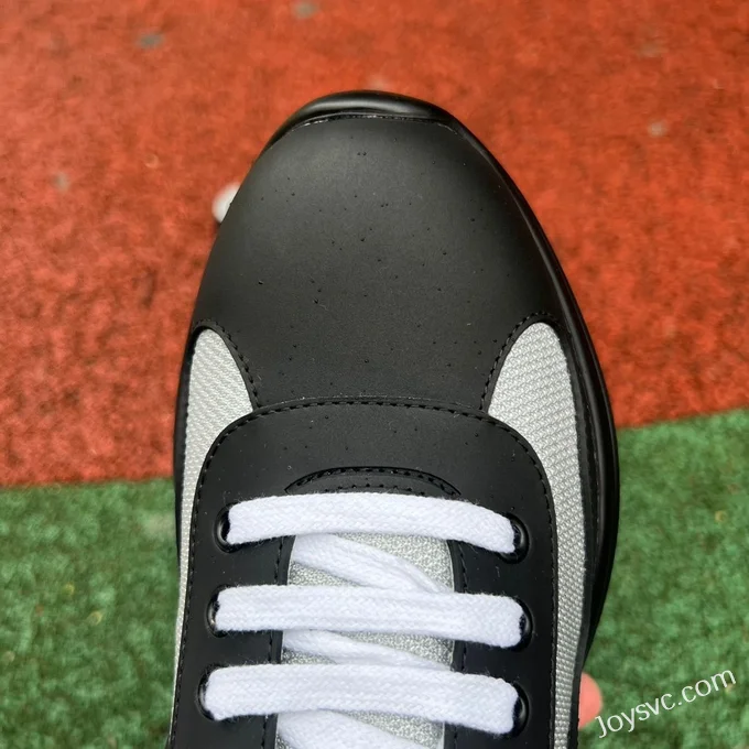 PRADA Black White Patent Leather Low Top Casual Sneakers