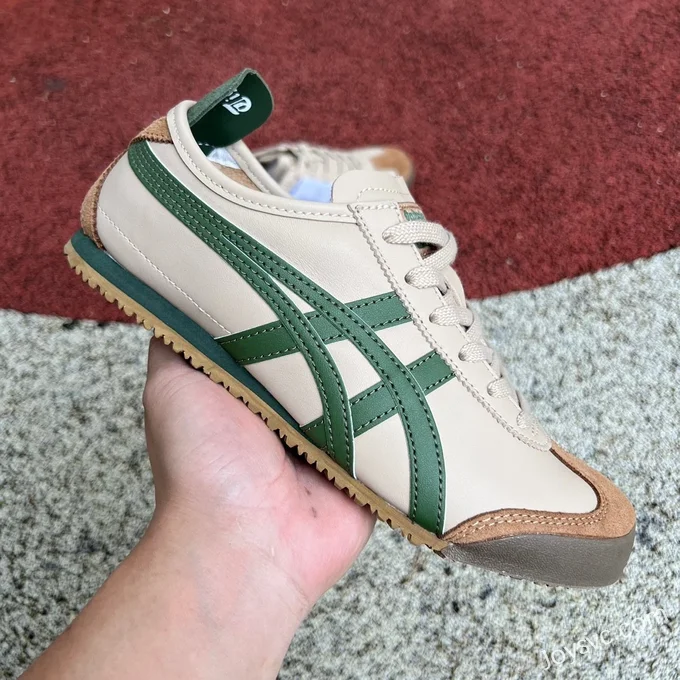 Onitsuka Tiger Mexico 66 Low-Top Sneakers in Beige Brown & Green