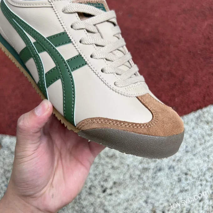 Onitsuka Tiger Mexico 66 Low-Top Sneakers in Beige Brown & Green