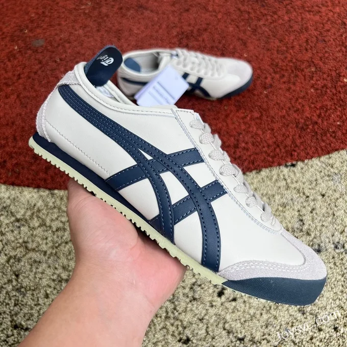 Onitsuka Tiger Mexico 66 Low-Top Sneakers in Beige & Blue