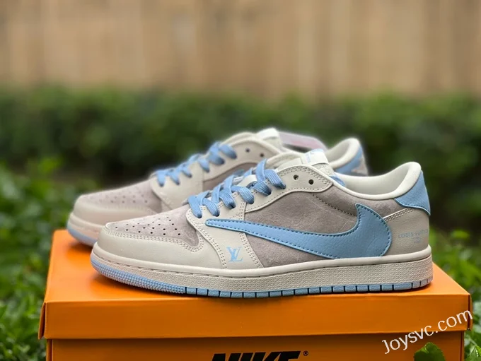 Travis Scott x Air Jordan 1 Low LX1988-101 Grey Blue LV Collaboration