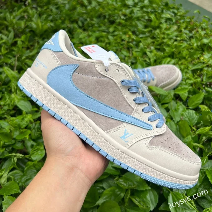 Travis Scott x Air Jordan 1 Low LX1988-101 Grey Blue LV Collaboration