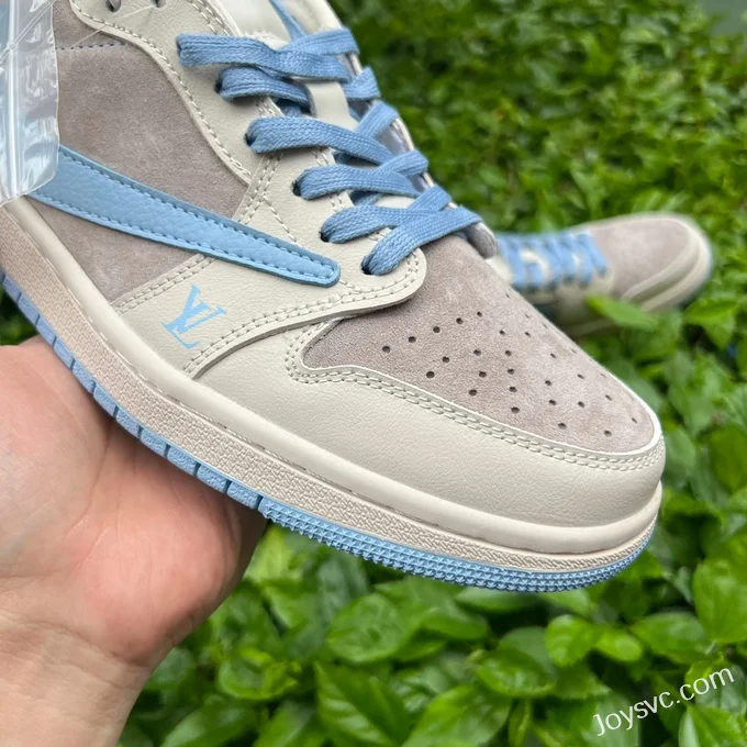 Travis Scott x Air Jordan 1 Low LX1988-101 Grey Blue LV Collaboration