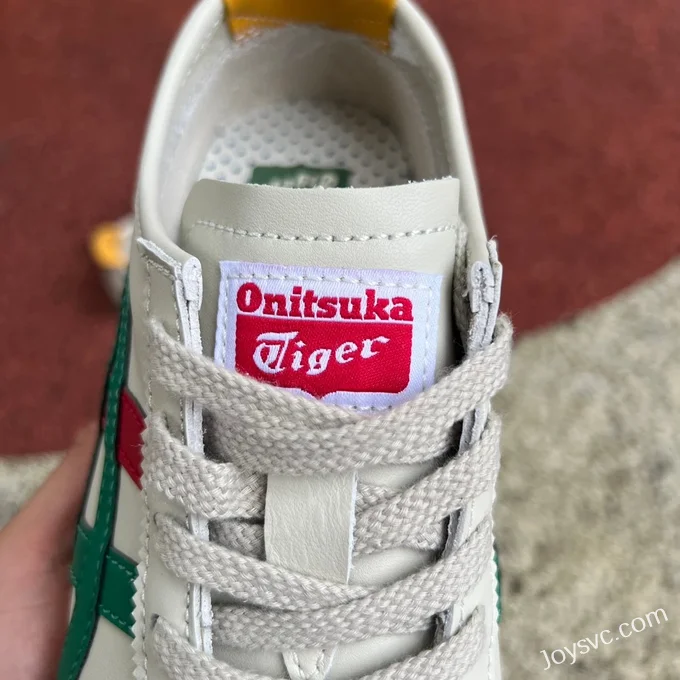 Onitsuka Tiger Mexico 66 Low-Top Sneakers in White Grey Green & Red