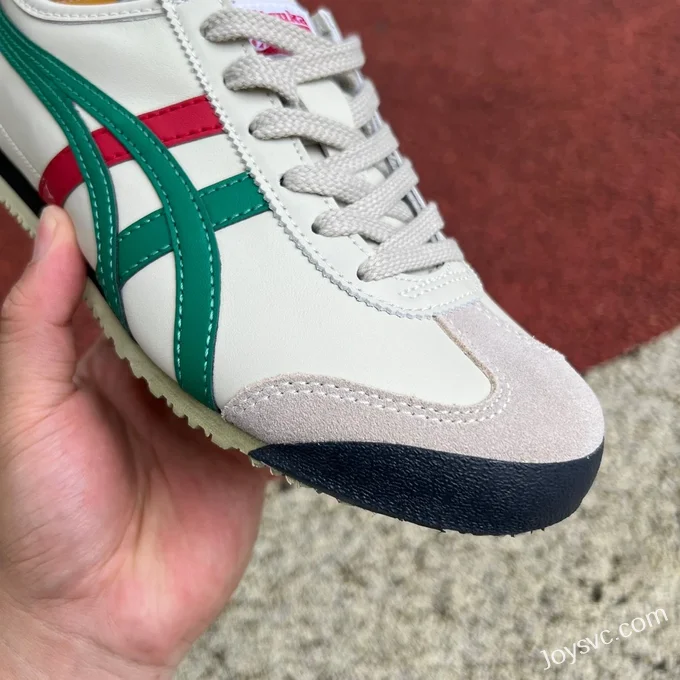 Onitsuka Tiger Mexico 66 Low-Top Sneakers in White Grey Green & Red