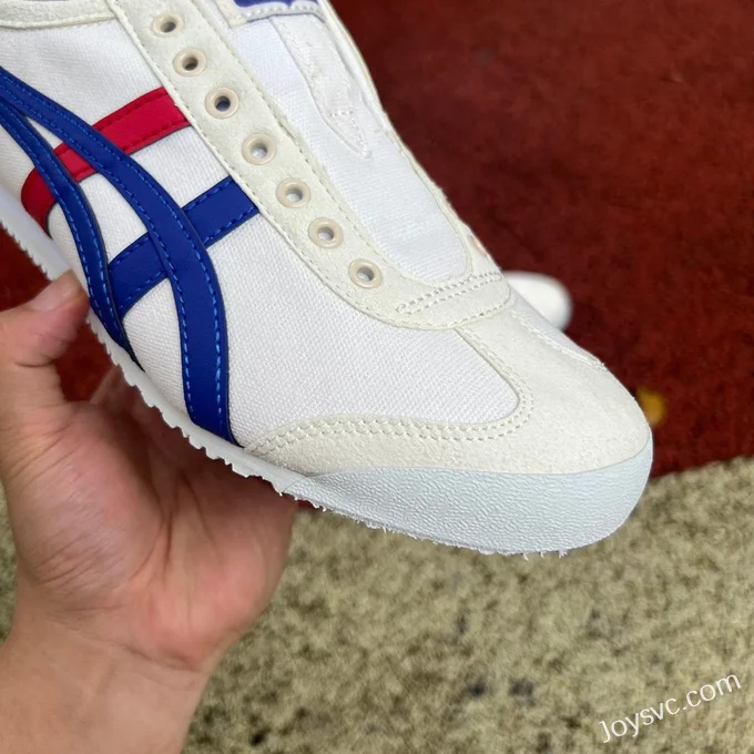 Onitsuka Tiger Mexico 66 Low-Top Sneakers in White Blue Red & Gold