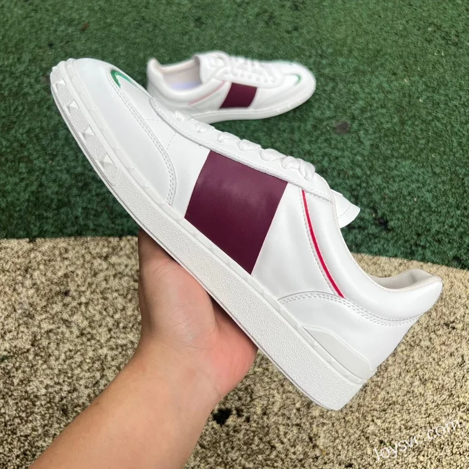 Valentino UPVILLAGE Leather Sneakers in White & Red