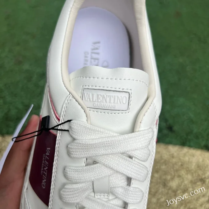 Valentino UPVILLAGE Leather Sneakers in White & Red