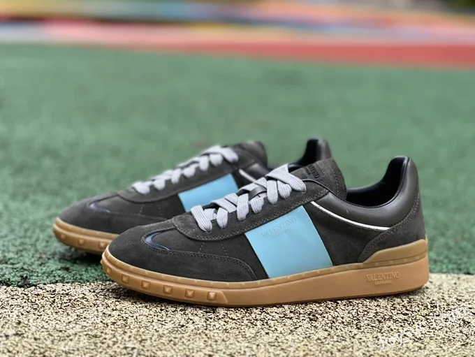 Valentino UPVILLAGE Leather Sneakers in Black & Blue