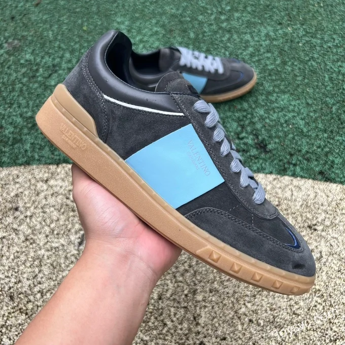 Valentino UPVILLAGE Leather Sneakers in Black & Blue