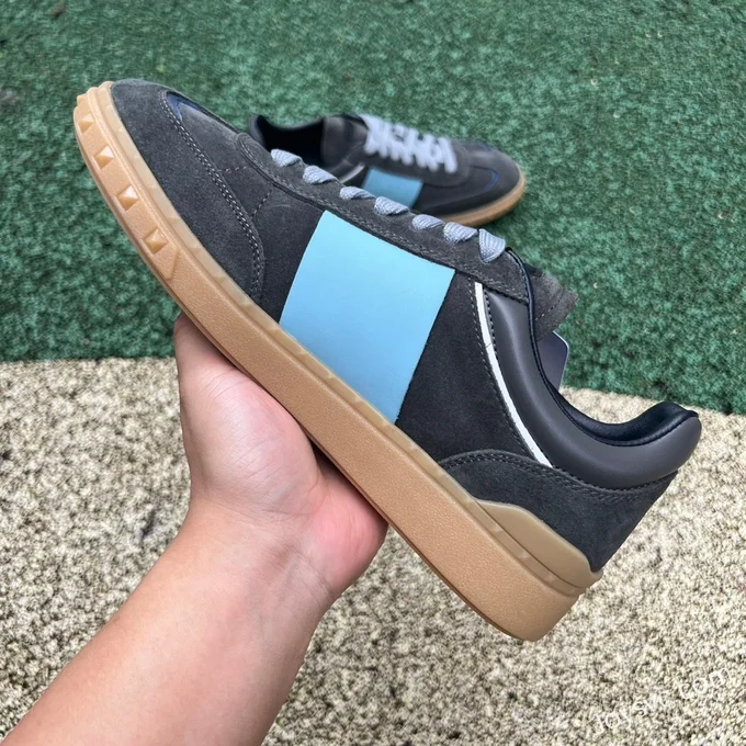 Valentino UPVILLAGE Leather Sneakers in Black & Blue