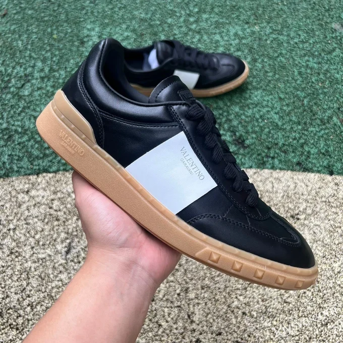 Valentino UPVILLAGE Leather Sneakers in Black & White