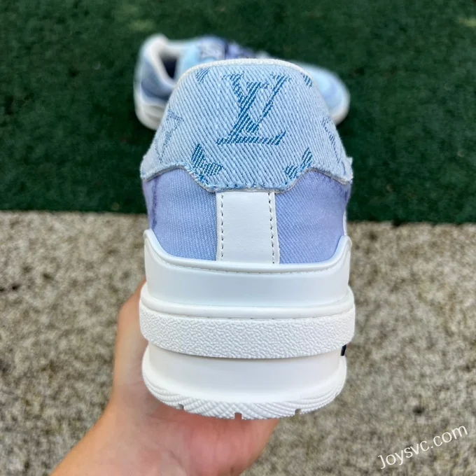 Louis Vuitton Trainer Washed Blue Lace-Up Men