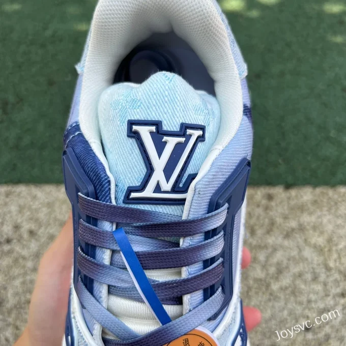 Louis Vuitton Trainer Washed Blue Lace-Up Men