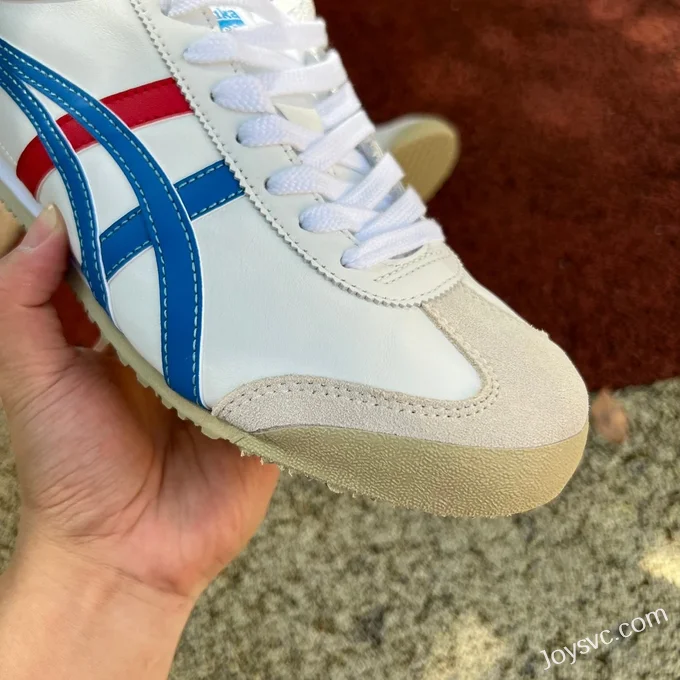 Onitsuka Tiger Mexico 66 Low-Top Sneakers in White Grey Blue & Red