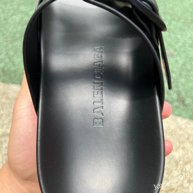 Balenciaga Black Shiny Slides Vintage Dad Shoes