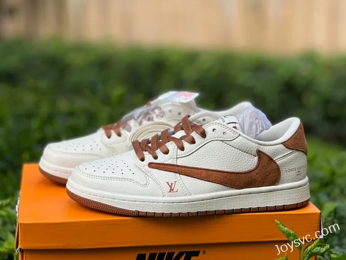 Travis Scott x Air Jordan 1 Low LX1988-900 White Brown LV Collaboration