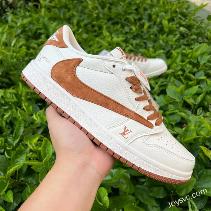 Travis Scott x Air Jordan 1 Low LX1988-900 White Brown LV Collaboration