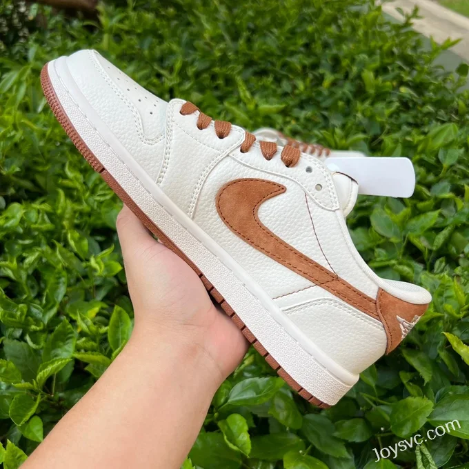 Travis Scott x Air Jordan 1 Low LX1988-900 White Brown LV Collaboration