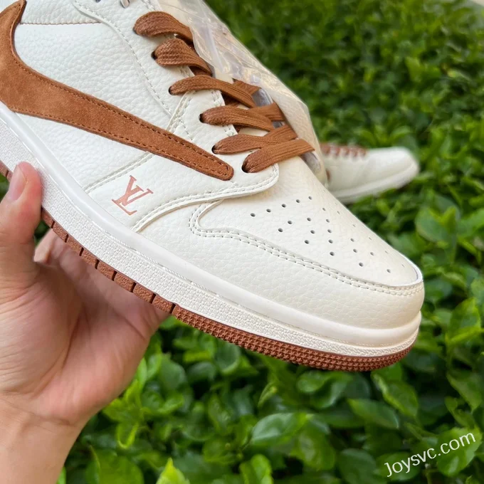 Travis Scott x Air Jordan 1 Low LX1988-900 White Brown LV Collaboration