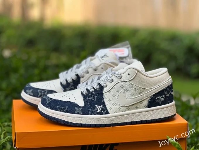 Louis Vuitton x Air Jordan 1 Low SJ9950-003 White Blue Denim