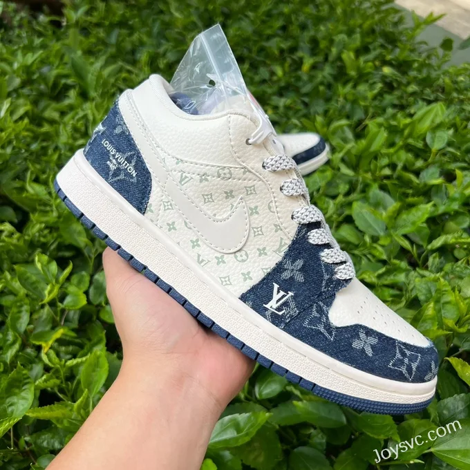 Louis Vuitton x Air Jordan 1 Low SJ9950-003 White Blue Denim