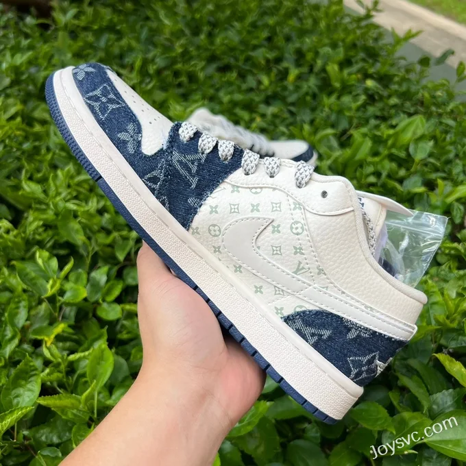 Louis Vuitton x Air Jordan 1 Low SJ9950-003 White Blue Denim