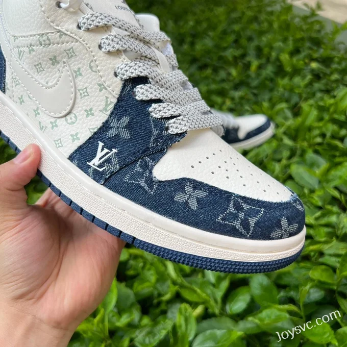 Louis Vuitton x Air Jordan 1 Low SJ9950-003 White Blue Denim