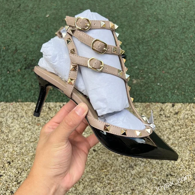 Valentino Rockstud Heels in Black & Beige