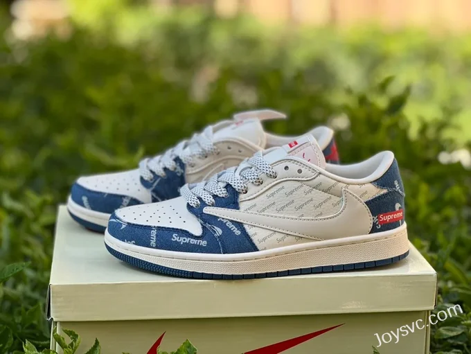 Supreme x Travis Scott x Air Jordan 1 Low LJ5188-001 White Red Blue Retro