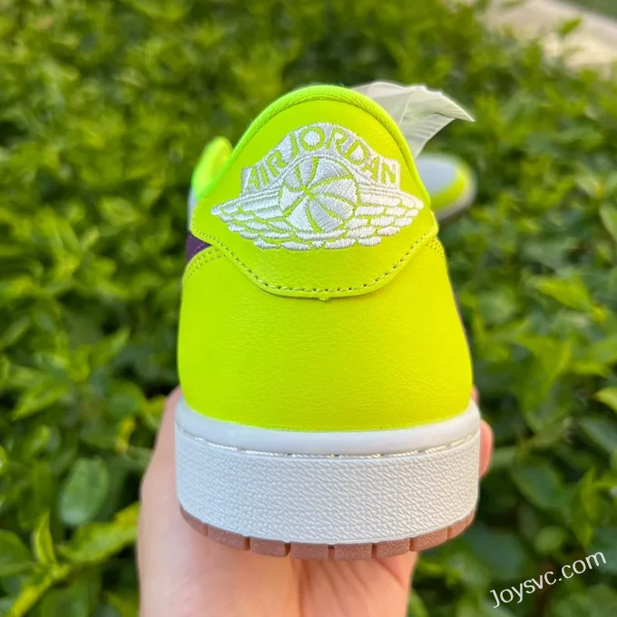 Travis Scott x Air Jordan 1 Low Golf DM7866-666 White Purple Fluorescent Green Reverse Swoosh