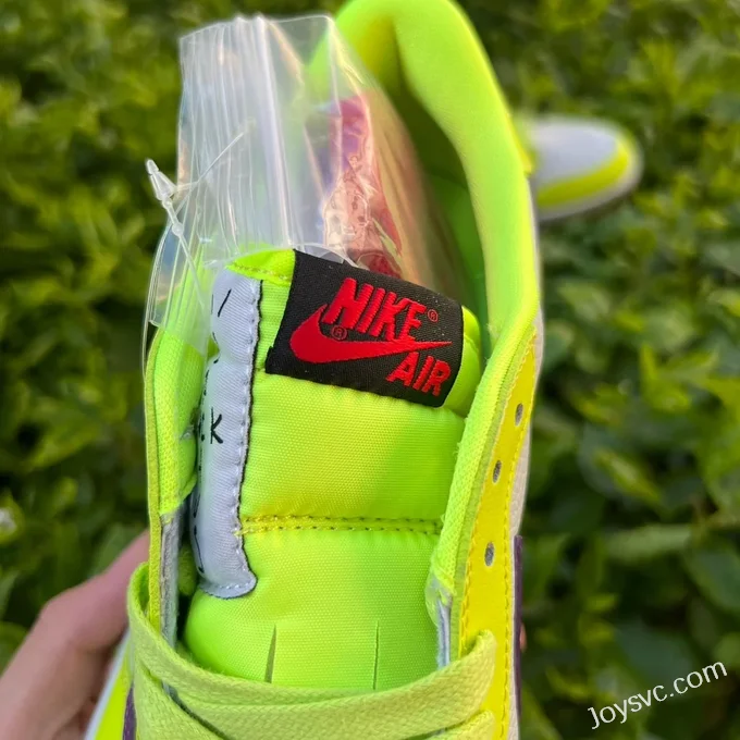 Travis Scott x Air Jordan 1 Low Golf DM7866-666 White Purple Fluorescent Green Reverse Swoosh