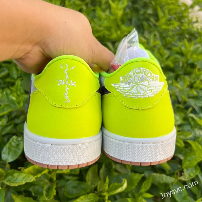 Travis Scott x Air Jordan 1 Low Golf DM7866-666 White Purple Fluorescent Green Reverse Swoosh