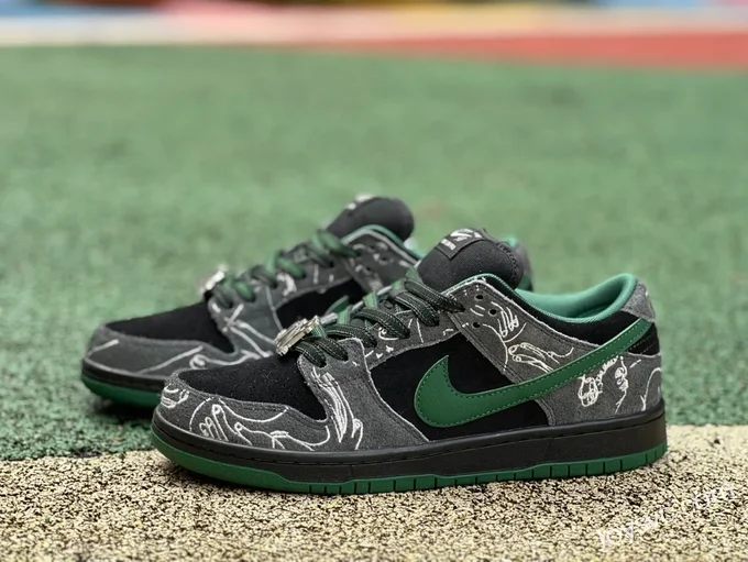 There Skateboards x Nike Dunk SB Black Green HF7743-001