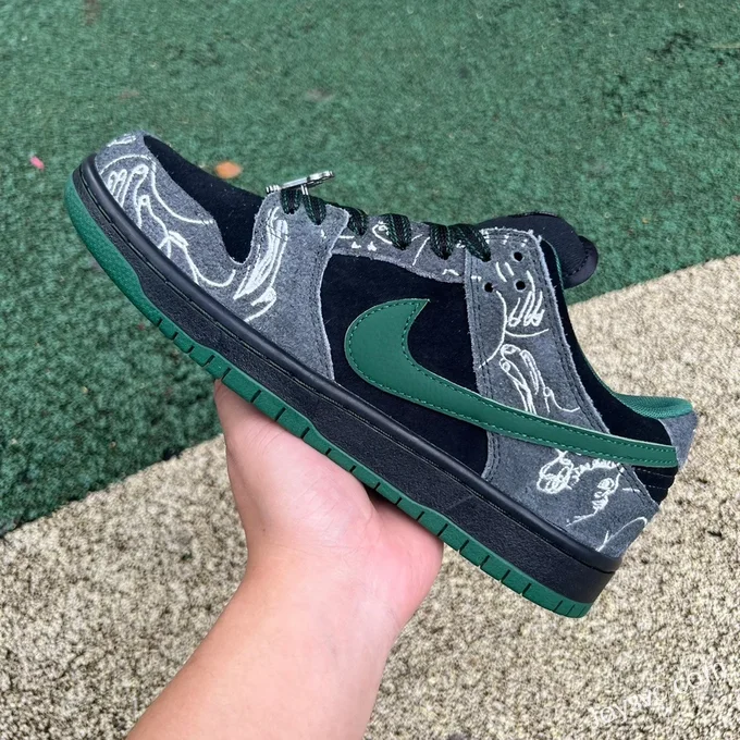 There Skateboards x Nike Dunk SB Black Green HF7743-001